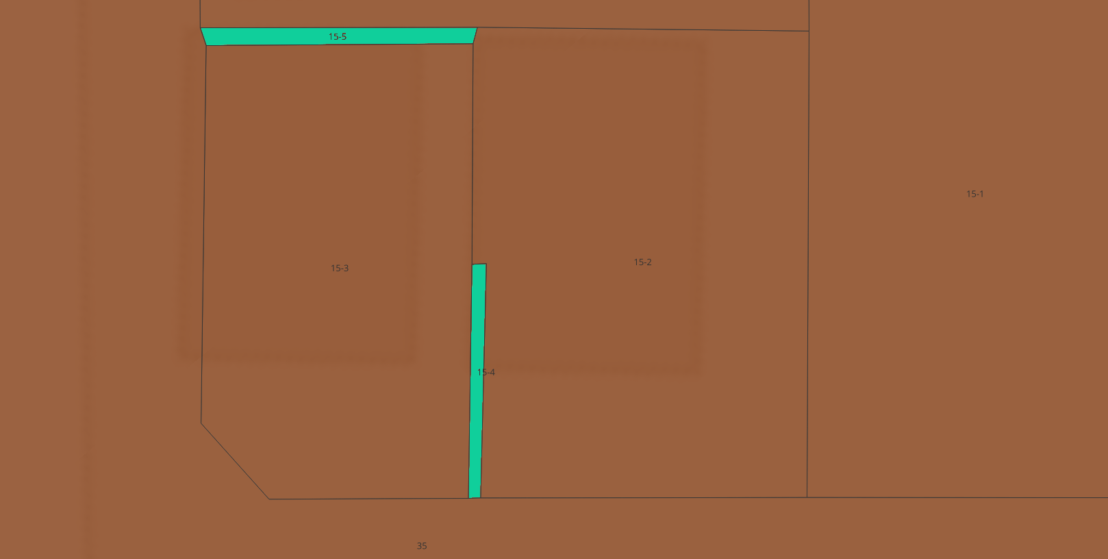 登記所備付地図及びOSMのデータを基に、当該の土地を示した地図。