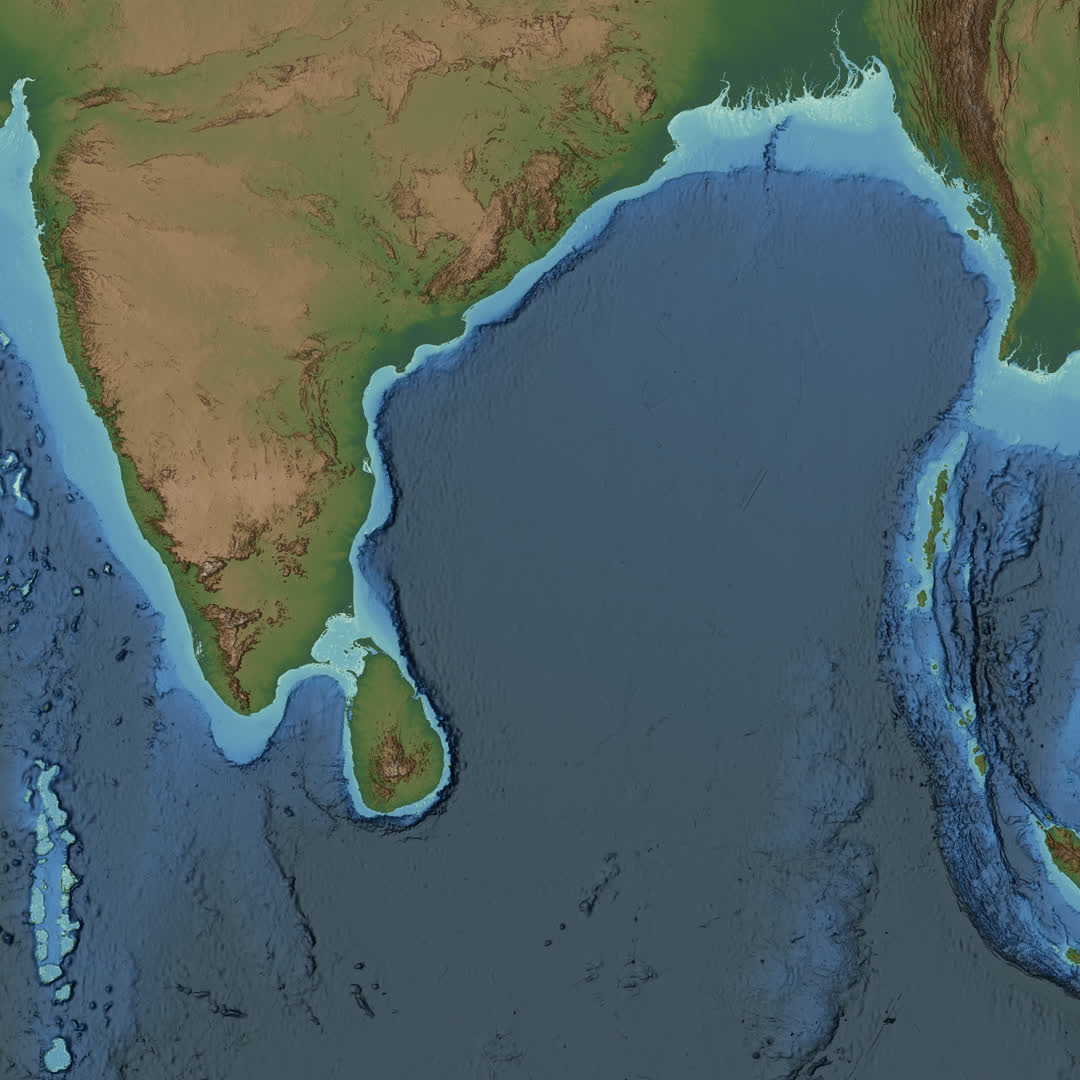 ベンガル湾の海底地形図