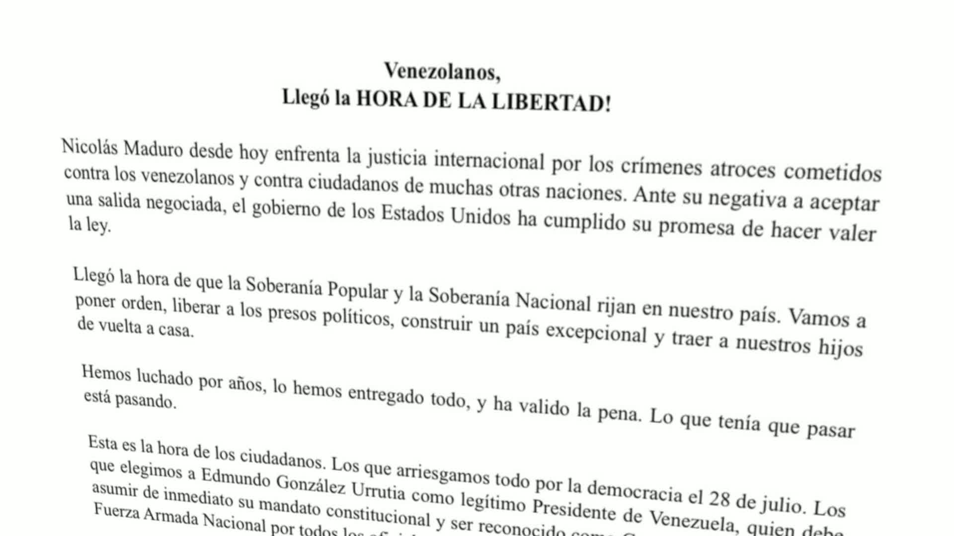 マチャド氏による声明の上部のスクリーンショット。