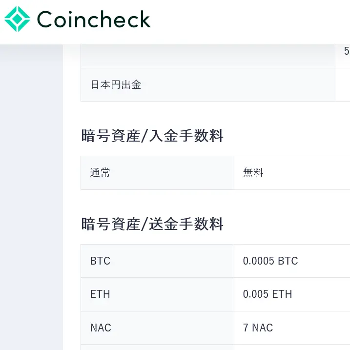 CoincheckにおけるNACの出庫に関する情報のスクリーンショット。2026年10月10日時点。
